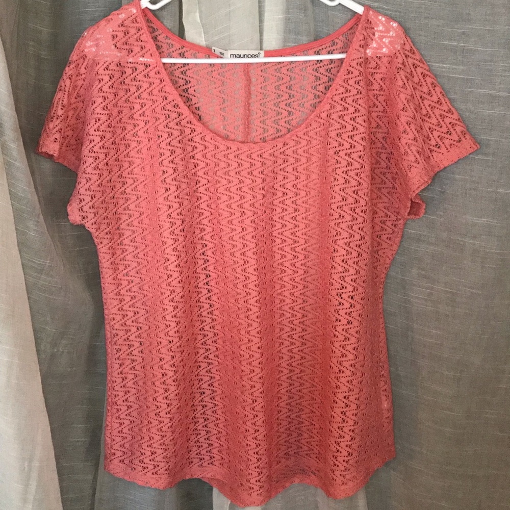 Maurices pink-coral knitted top. Plus size 1